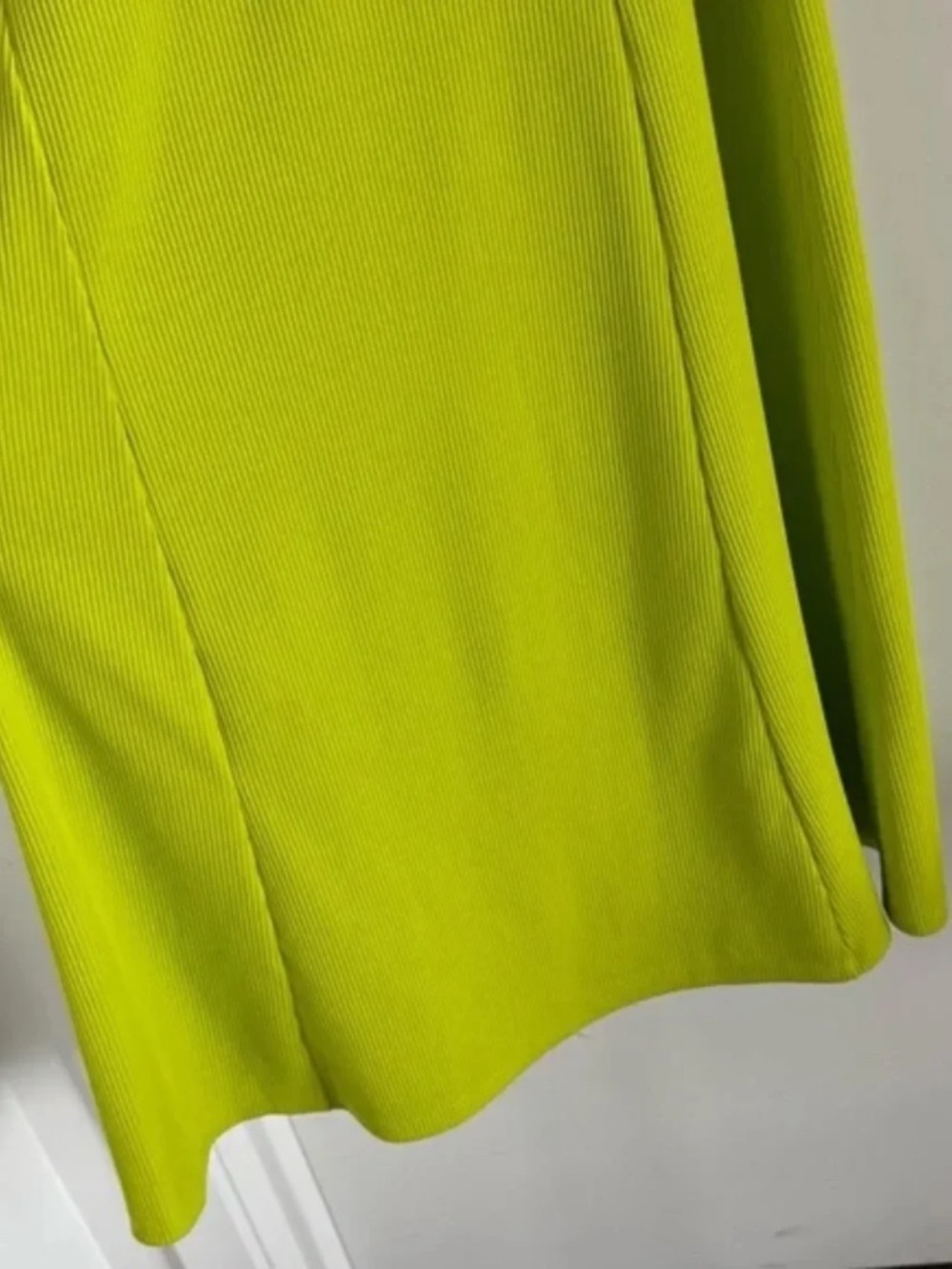 Topshop | Neon Green One-Shoulder Ribbed Midi Dress S - Picture 9 of 11